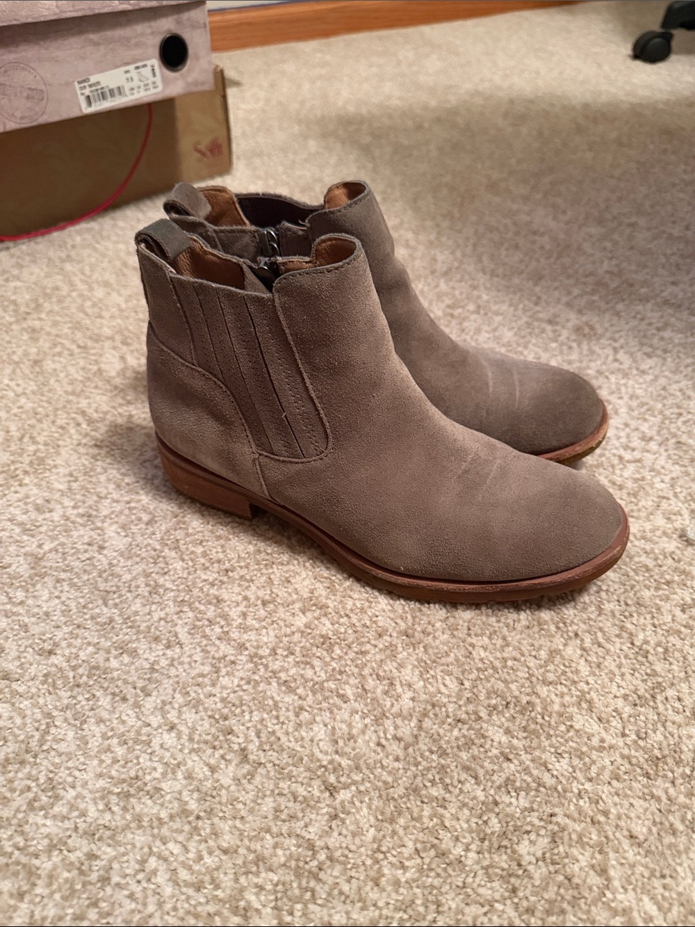 Sofft Taupe Suede Ankle Boots
